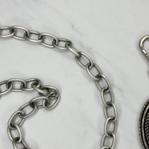 Womens Southwestern Concho Chain Link Belt Silver Tone Boho One Size OS ✨ - Picture 8 of 10